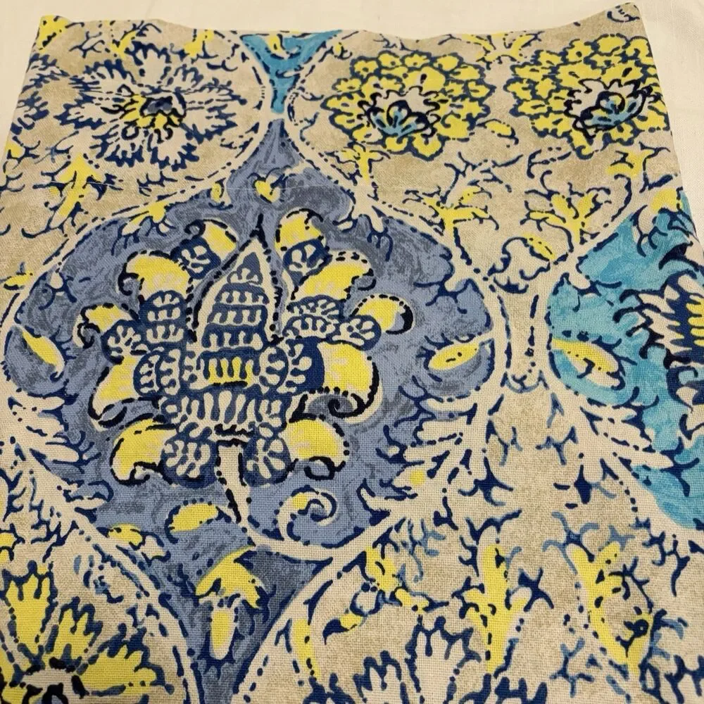 Waverly Kings Turban Prussian Blue Rod Pocket Valance Damask Pattern 52” X 20